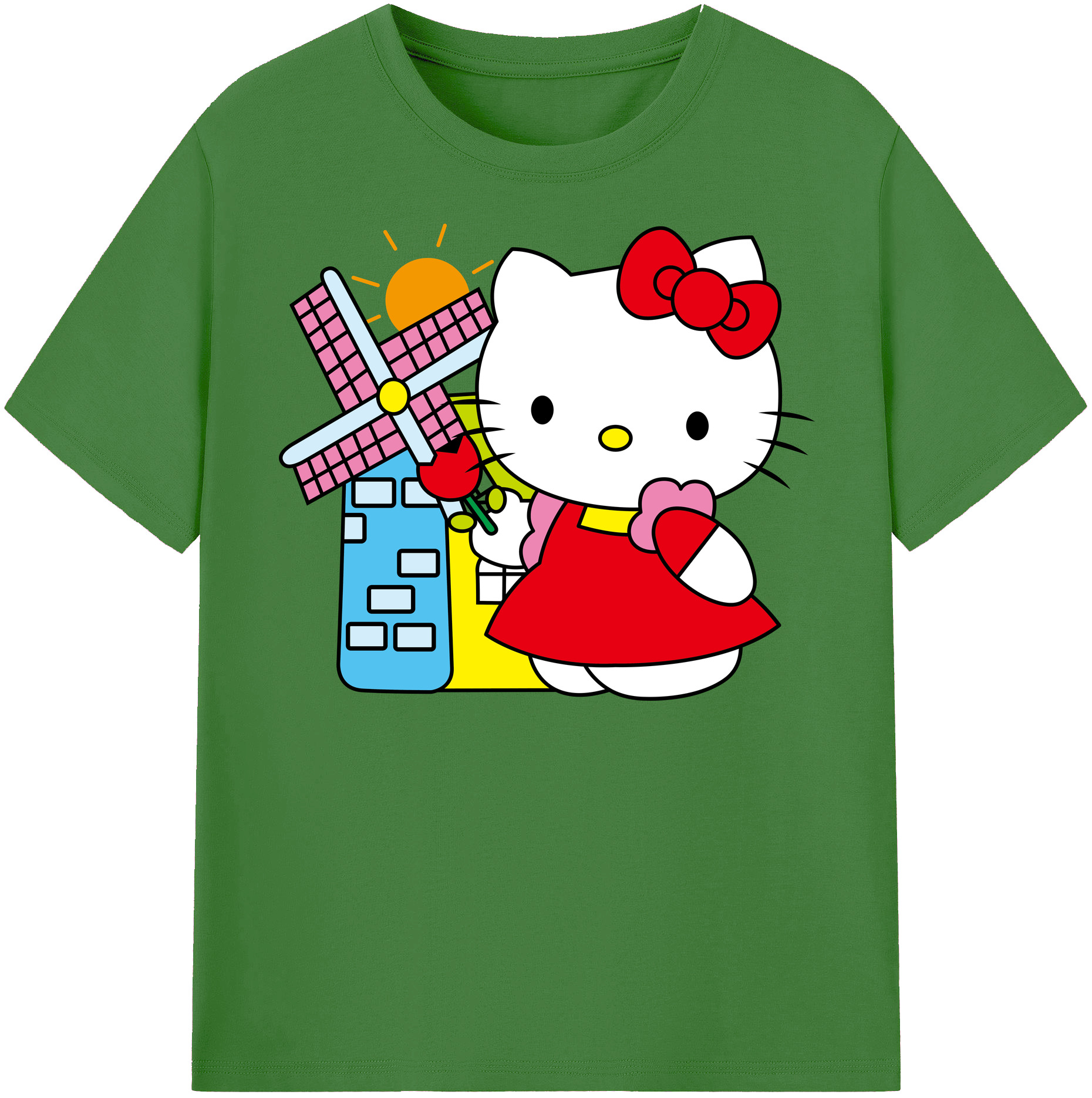 （画像用） Hello Kitty ハローキティ レディースカジュアルプリントTシャツ（綿100％）